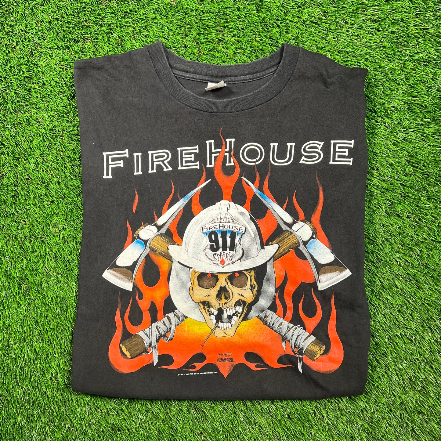 1991 FireHouse Rock World Tour Black Tee Size XL USED v18663