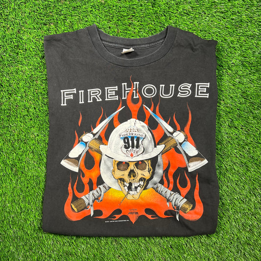 1991 FireHouse Rock World Tour Black Tee Size XL USED v18663