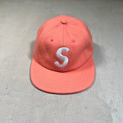 Supreme S Logo Wool Pink 6 Panel Hat USED x17623