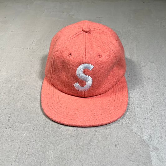 Supreme S Logo Wool Pink 6 Panel Hat USED x17623