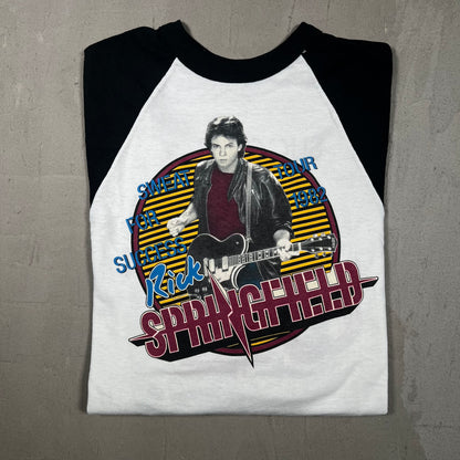 1982 Rick Springfield Sweat For Success Tour White Longsleeve Size Small USED v19310