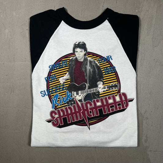 1982 Rick Springfield Sweat For Success Tour White Longsleeve Size Small USED v19310