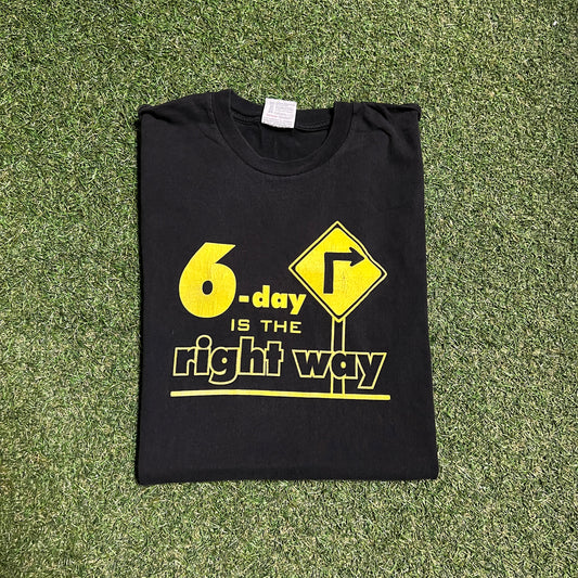 1990s "6-Day is the Right Way" Black Tee SIze XL USED v15988