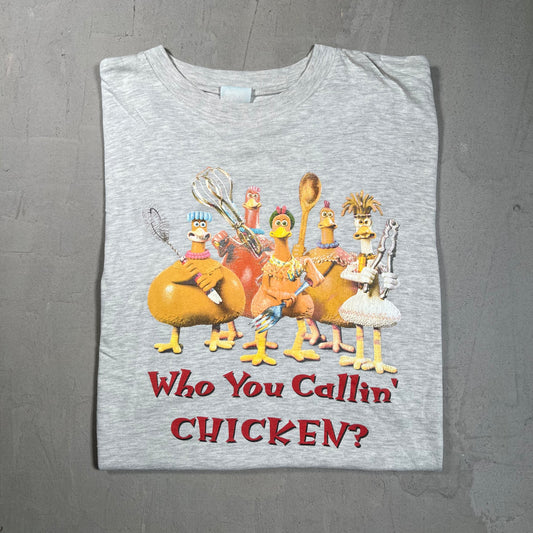 Chicken Run Who You Calling Chicken Tee Grey Size XL USED V13096