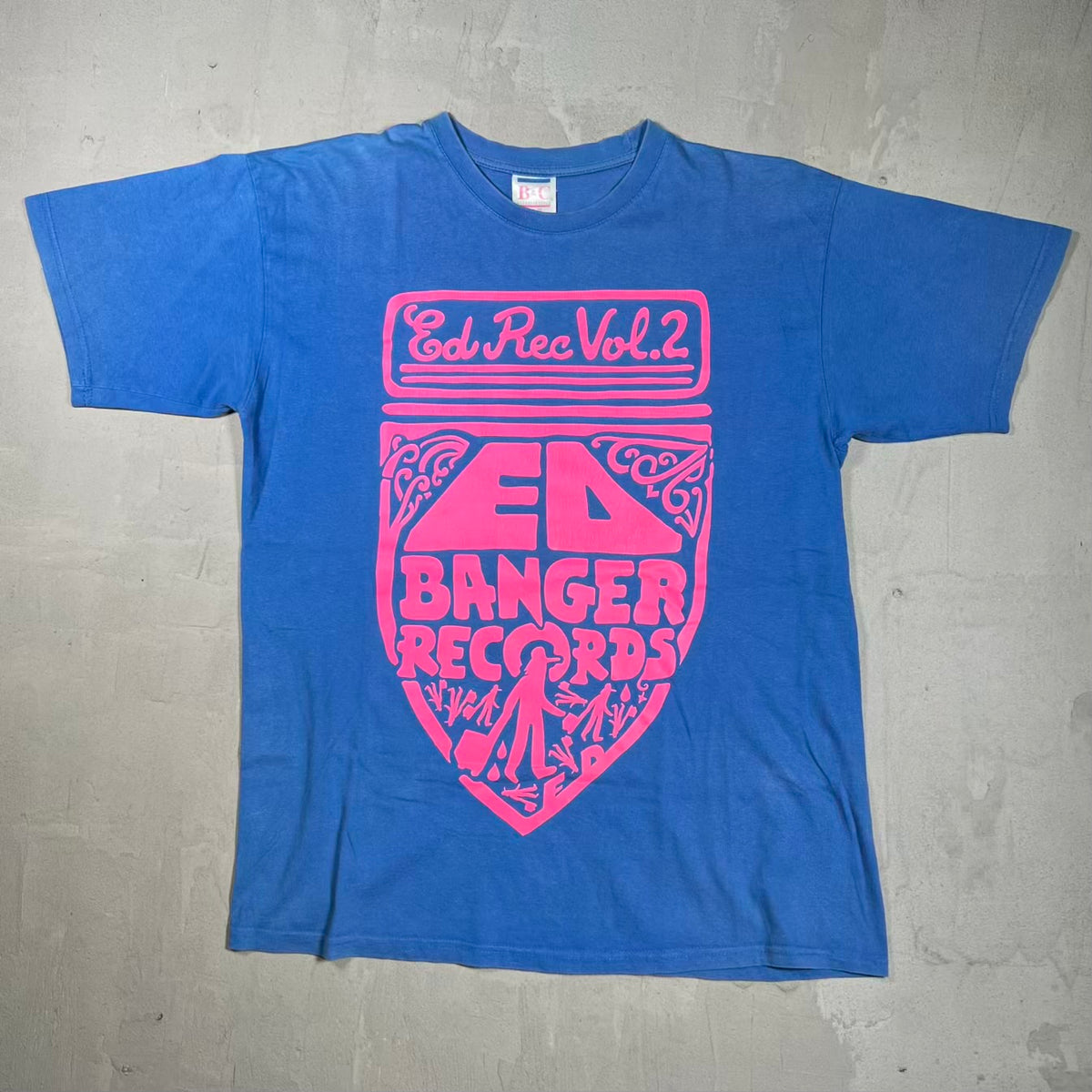 Y2K Ed Banger Records Blue Tee Size Large USED v20118