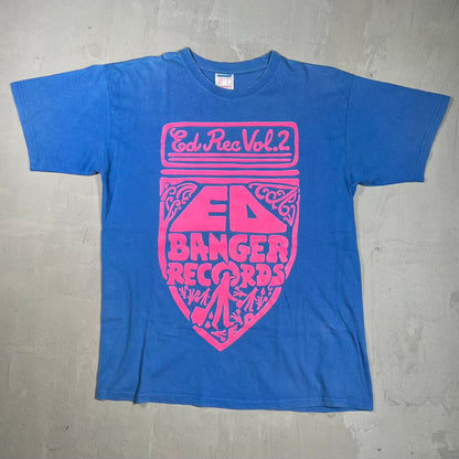 Y2K Ed Banger Records Blue Tee Size Large USED v20118
