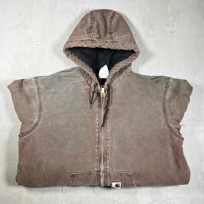 1990s Carhartt Active Workwear Zip Up Faded Brown Jacket Size Medium USED v20350