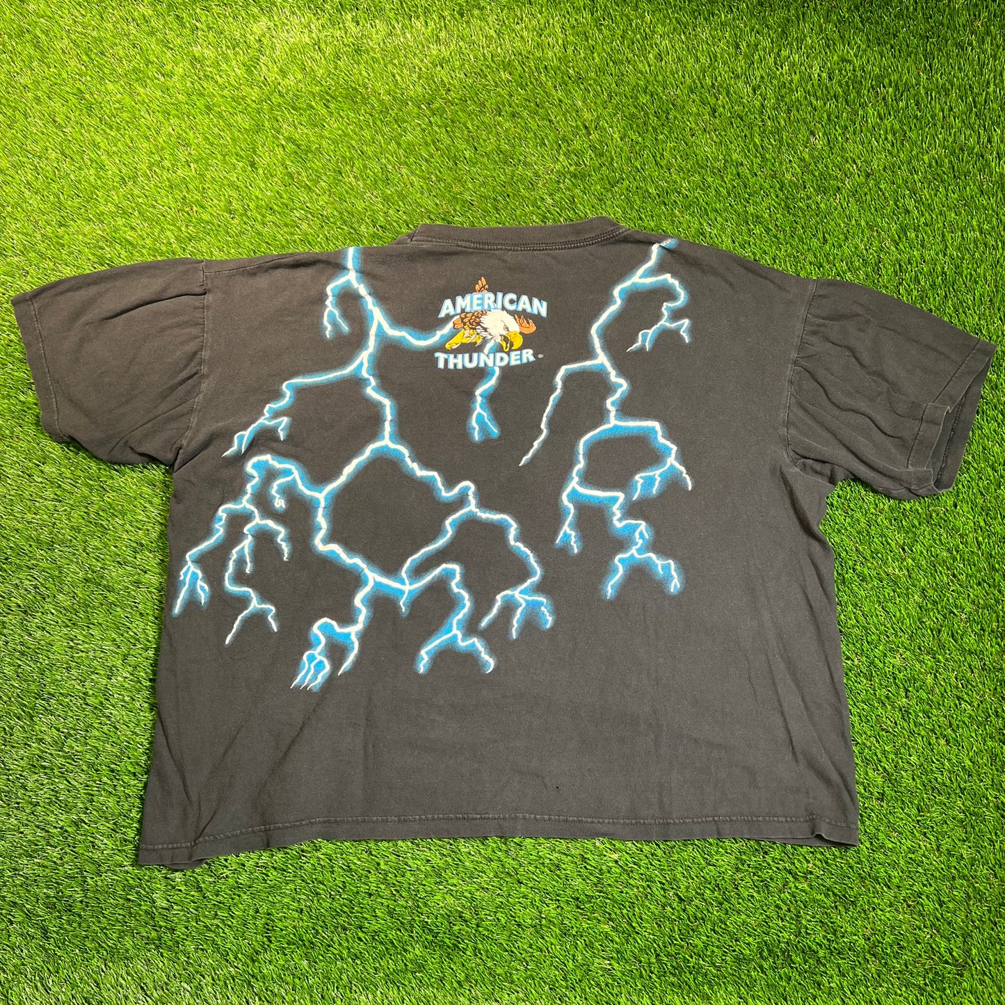 1990s American Thunder Panther Black Tee Size XL USED v18858