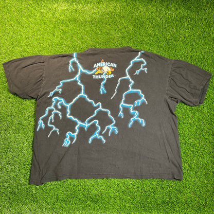 1990s American Thunder Panther Black Tee Size XL USED v18858
