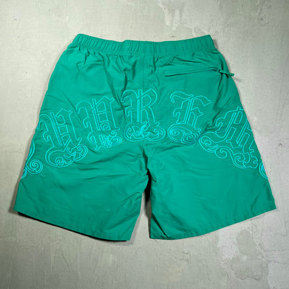 Supreme Old English Nylon Green Swim Shorts Size Medium USED x17558
