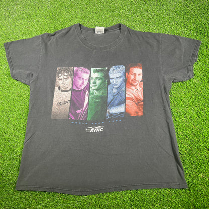 1998 NSync Black World Tour Tee Size Large USED