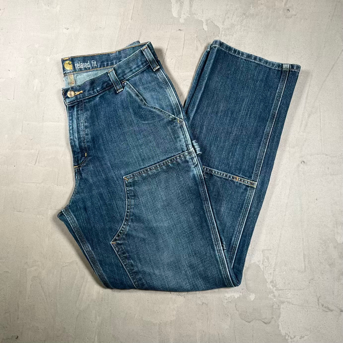 Carhartt Blue Jean Double Knee Jeans Size 34x32 USED v20445