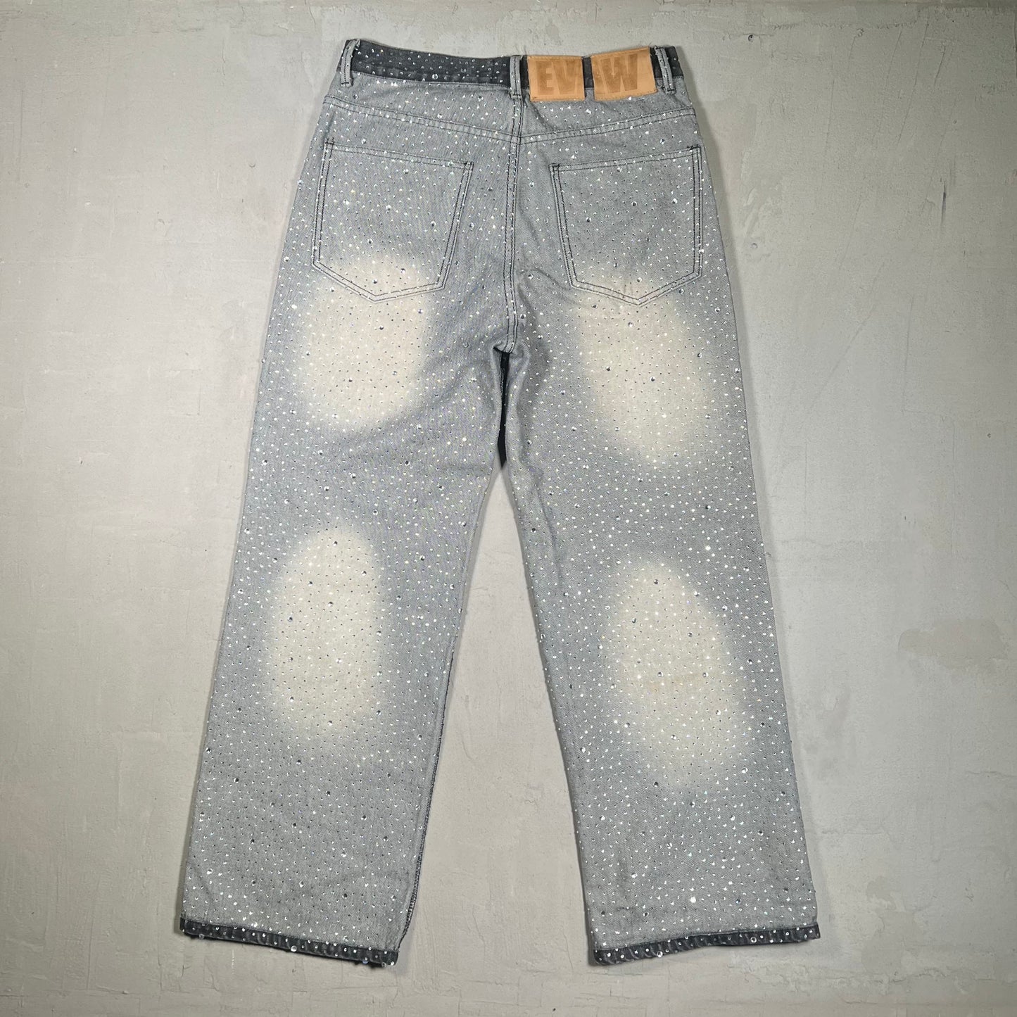 Evaw Rhinestone Grey Denim Jeans Size 30 USED x17388