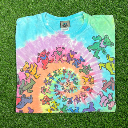 1995 Grateful Dead Spiral Bears Tie Dye Tee Size Large USED v17066