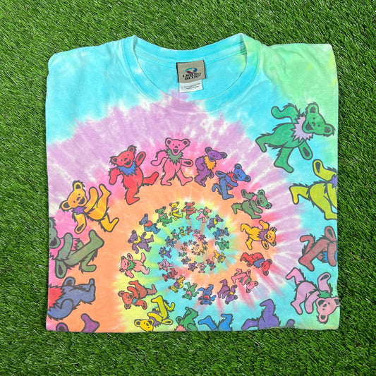 1995 Grateful Dead Spiral Bears Tie Dye Tee Size Large USED v17066