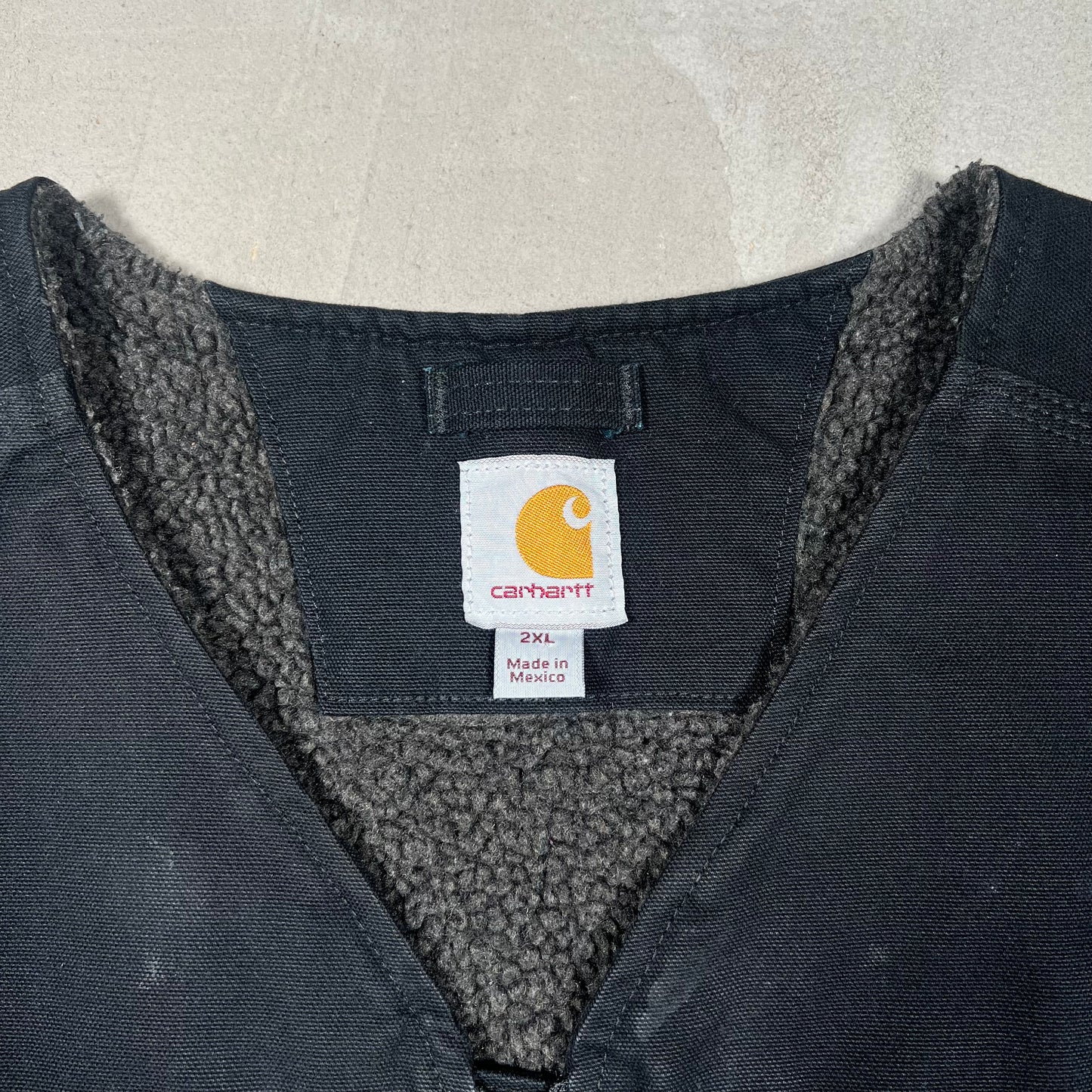 Y2K Carhartt Sherpa Lined Black Vest Size XXL USED v19317