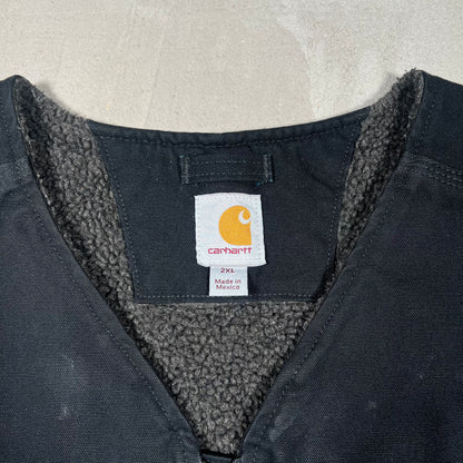 Y2K Carhartt Sherpa Lined Black Vest Size XXL USED v19317