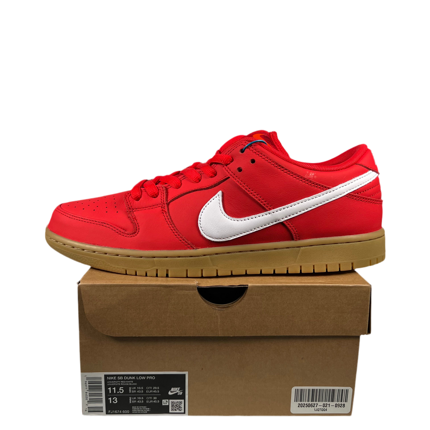 Nike SB Dunk Low University Red Gum (2024) Size 11.5 NEW s18823