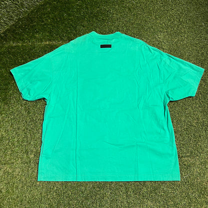 Fear of God FOG Essentials Teal Under Collar Logo Tee Size Small USED x14120