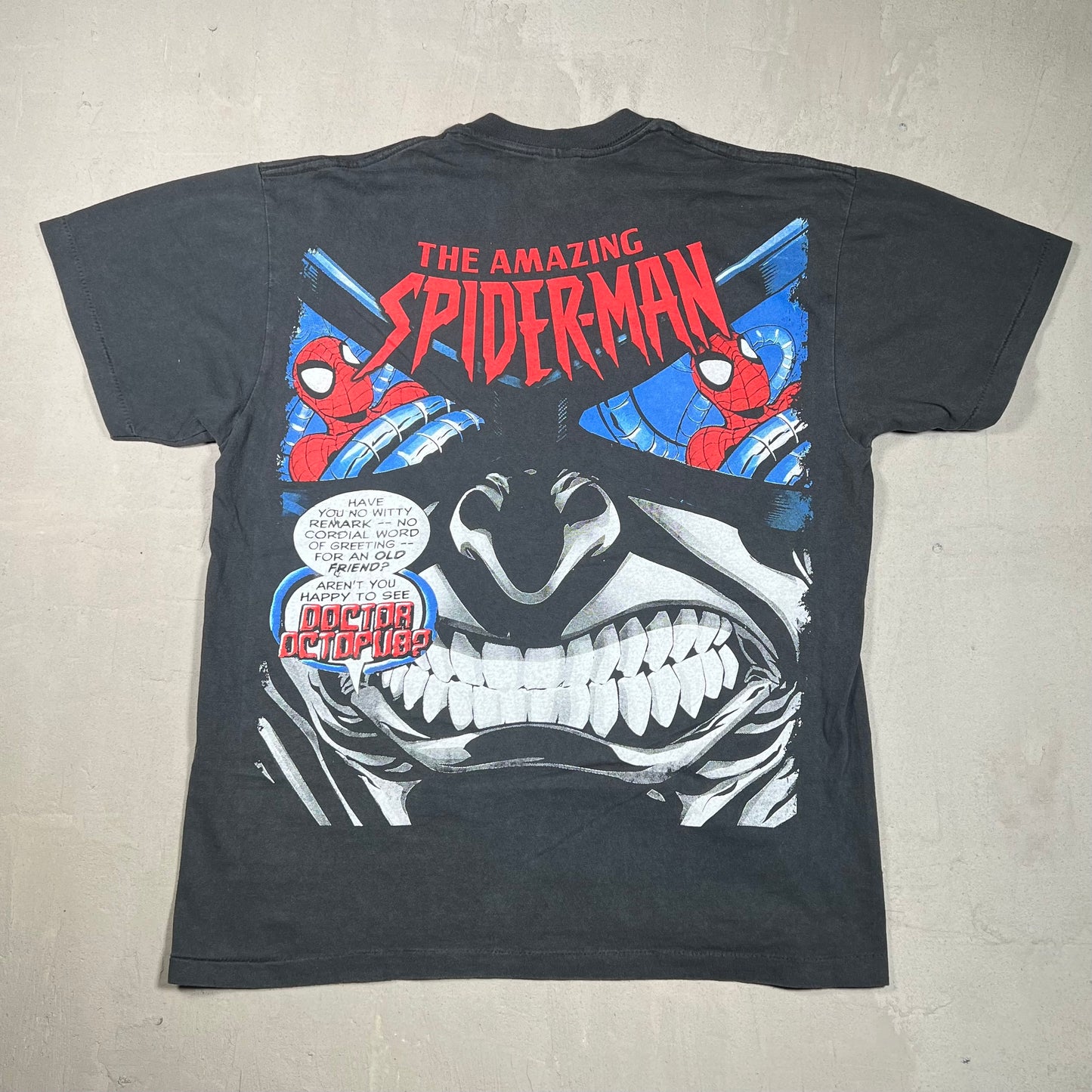 Spiderman Bootleg Mask Reveal Black Tee Size Large USED v19323