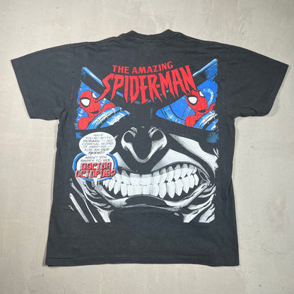 Spiderman Bootleg Mask Reveal Black Tee Size Large USED v19323