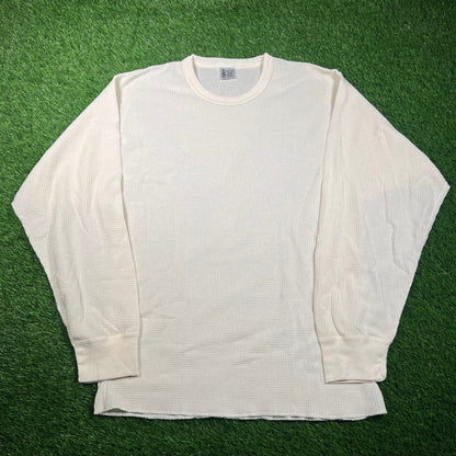 1990s Hanes White Thermal Longsleeve Size XXL USED v18705