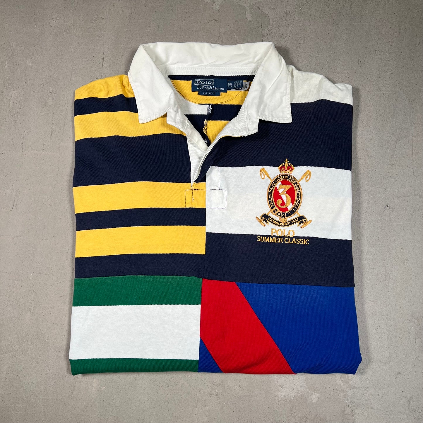 Y2K Polo Ralph Lauren Summer Classic Multi Color Rugby Size XXL USED v19060