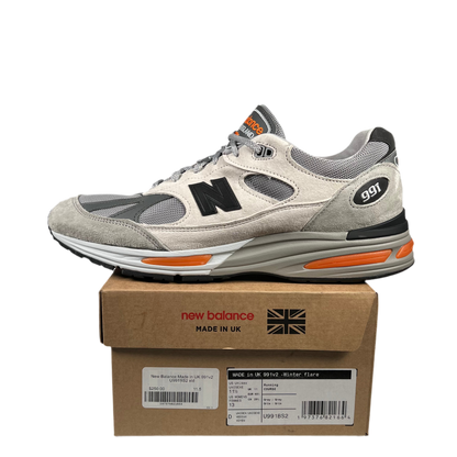 New Balance 991v2 Pelican Grey Orange (2024) Size 11.5 USED s18383