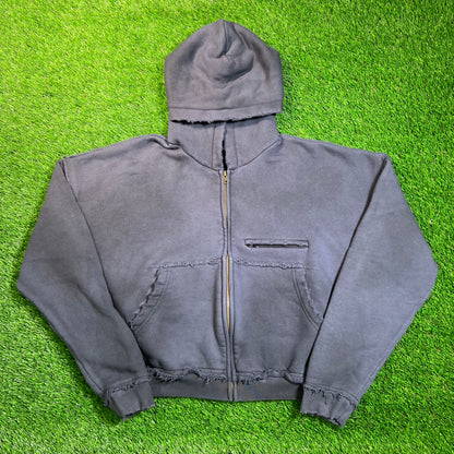 GV Gallery Raspberry Washed Navy Front Pocket Zip Up Hoodie Size XS USED x16902