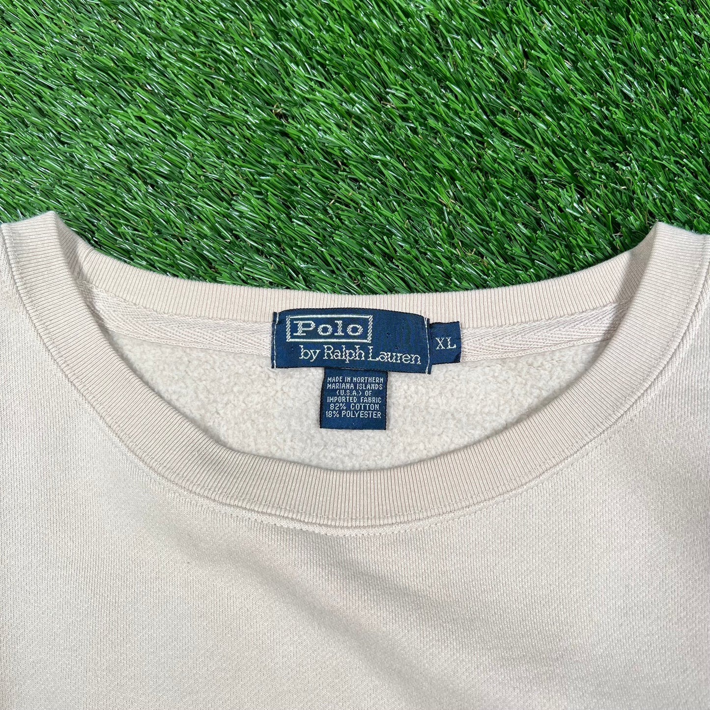 1990s Polo Ralph Lauren Cream Crewneck Size XL USED v17960
