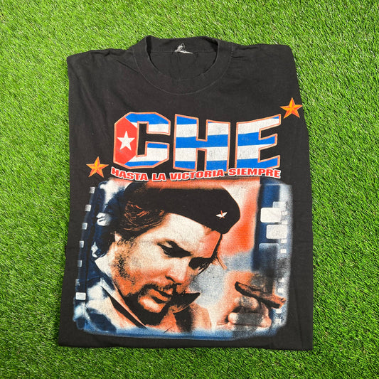 Y2K Che Guevara Rap Style Black Tee SIze XL USED v17964