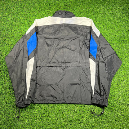 1990s Nike Full Zip Black Nylon Track Jacket Size Large USED v18247