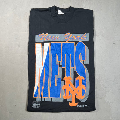 1994 New York Mets Black Big Logo Tee SIze XL USED v19347