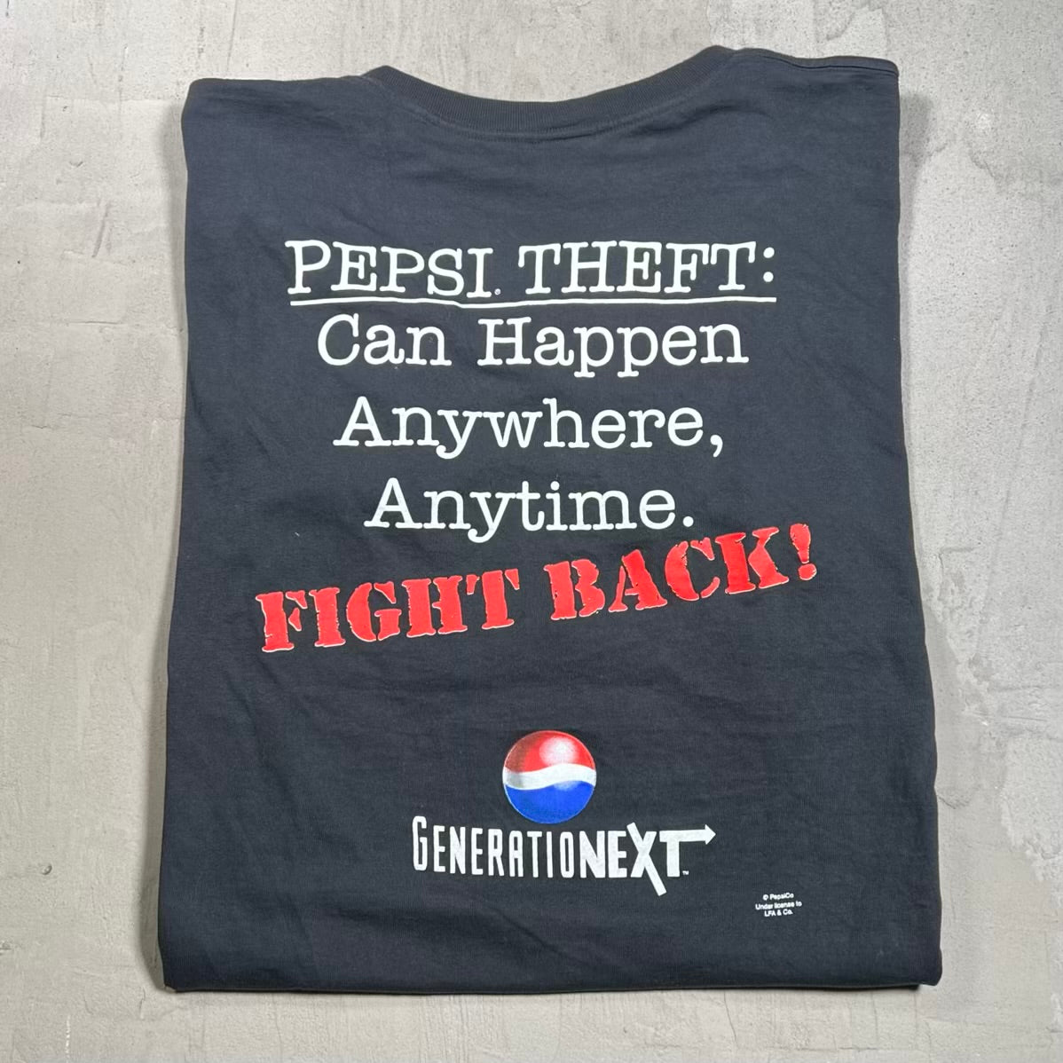 1990s Pepsi Theft Promo Black Tee Size XL USED v20196