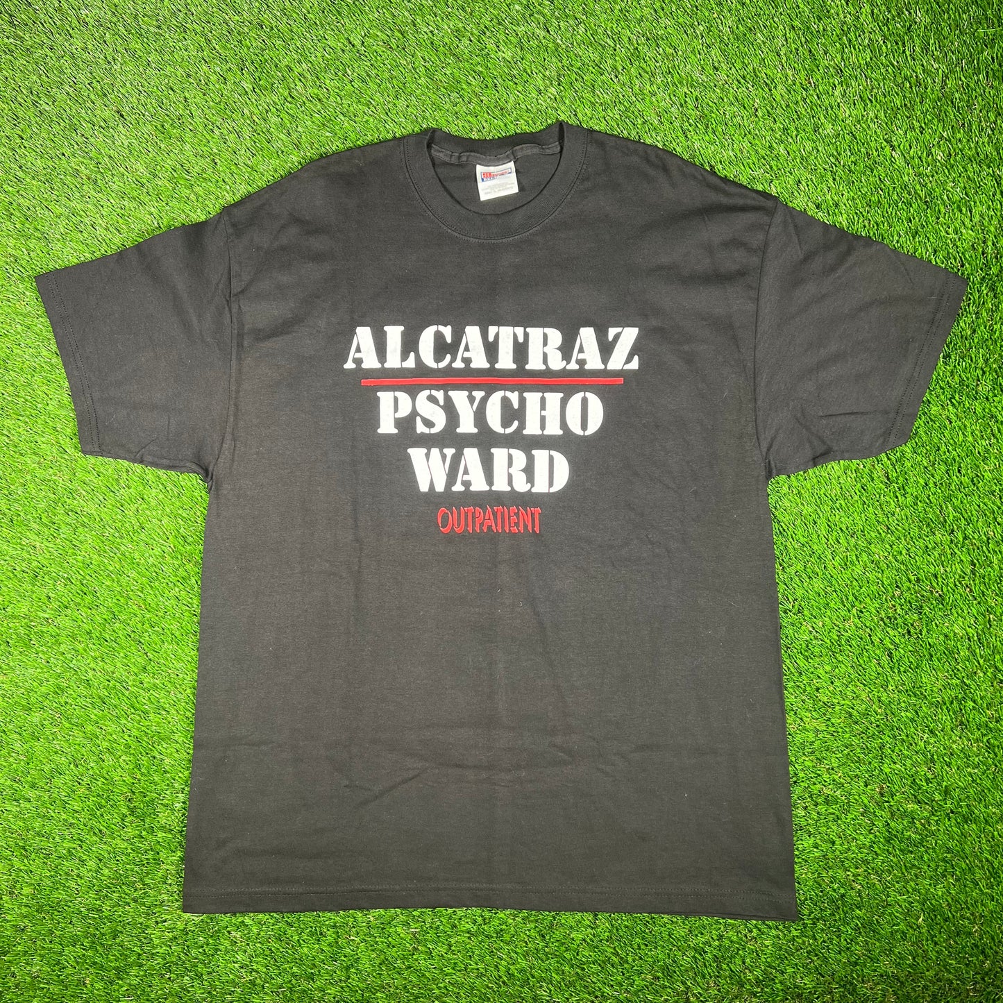 Y2K Alcatraz Psycho Ward Black Humor Tee Size XL USED v17506
