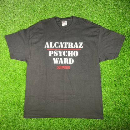 Y2K Alcatraz Psycho Ward Black Humor Tee Size XL USED v17506