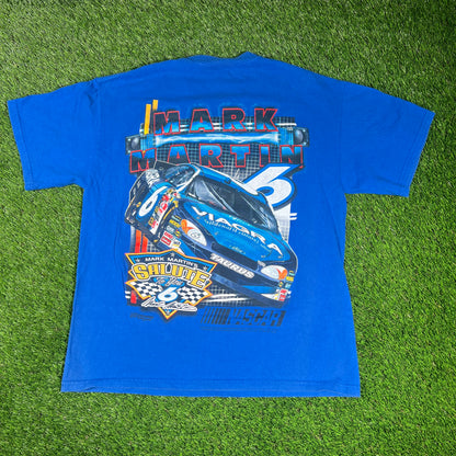 Y2K Mark Martin Vigra Blue Racing Tee Size Large USED v16718