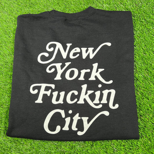 "New York Fuckin City" Black Champion Crewneck Size Medium USED v17010