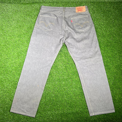 Levis 501 Light Grey Washed Jeans Size 38x32 USED v17387
