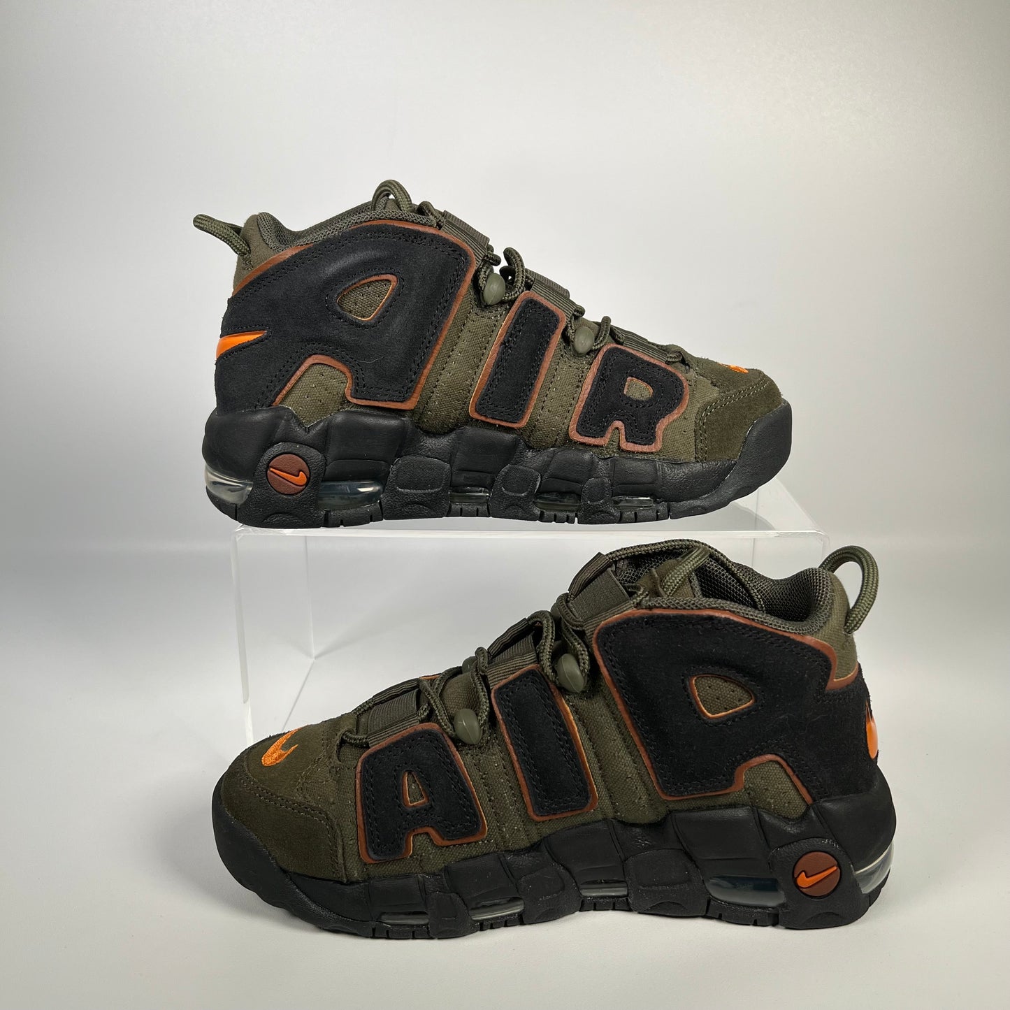 Nike Air More Uptempo 96 Cargo Khaki Alpha Orange (2022) Size 5 USED s17840