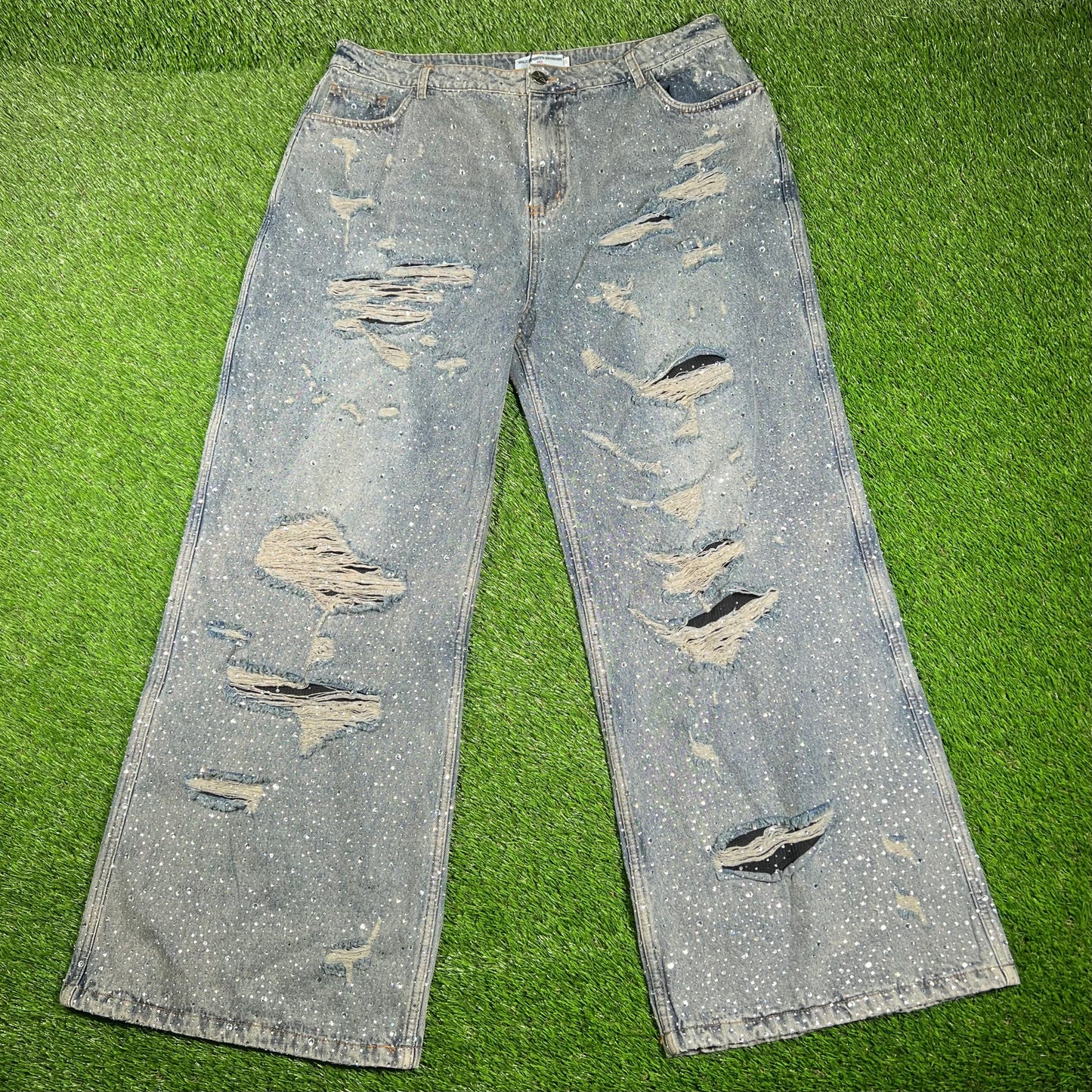 Vale Rhinestone Thermal Lined Blue Jeans Size 38 USED x14920