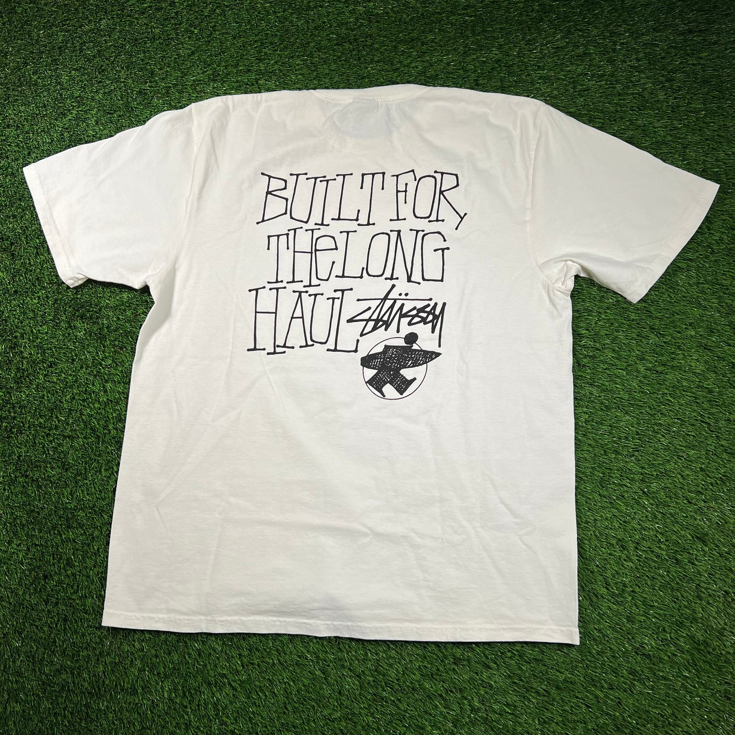 Stussy "Long Haul" White Tee Size Large USED x16130