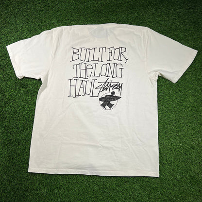 Stussy "Long Haul" White Tee Size Large USED x16130