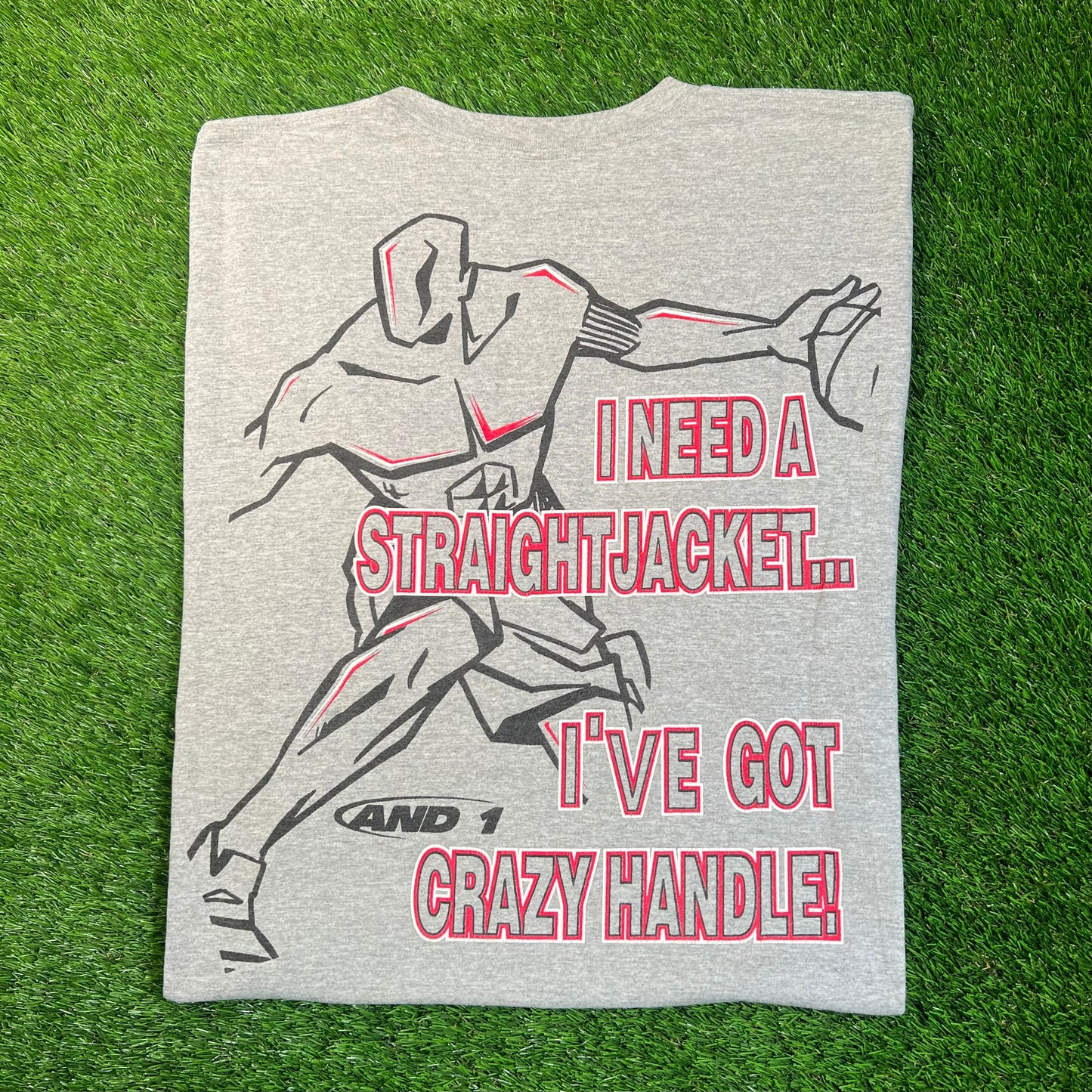 1990s And 1 Grey "Straightjacket" Tee Size XXL USED v18837