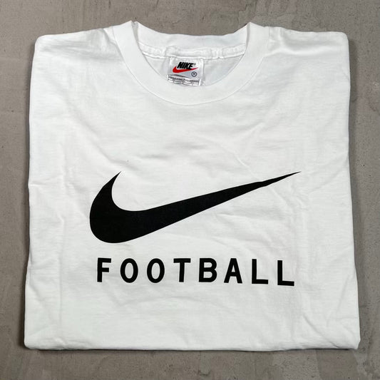 1990s Nike White Tag "Football" Tee White Size Medium USED v20071