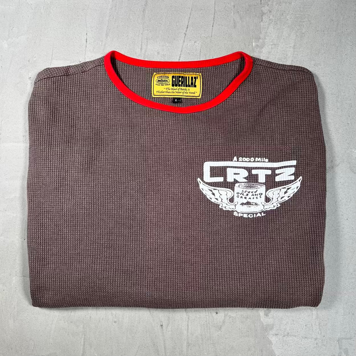 Corteiz Gasolina Brown Waffle Thermal Brown Size Large USED x18565