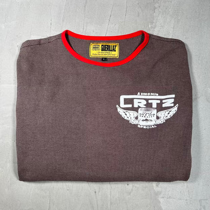 Corteiz Gasolina Brown Waffle Thermal Brown Size Large USED x18565