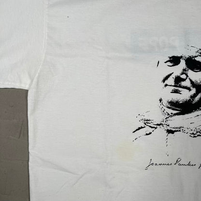 Y2K "Pro Pope" White Tee Size Large USED v19963
