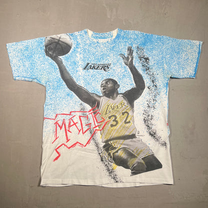 Magic Johnson La Lakers Full print tee Size XL USED v5500