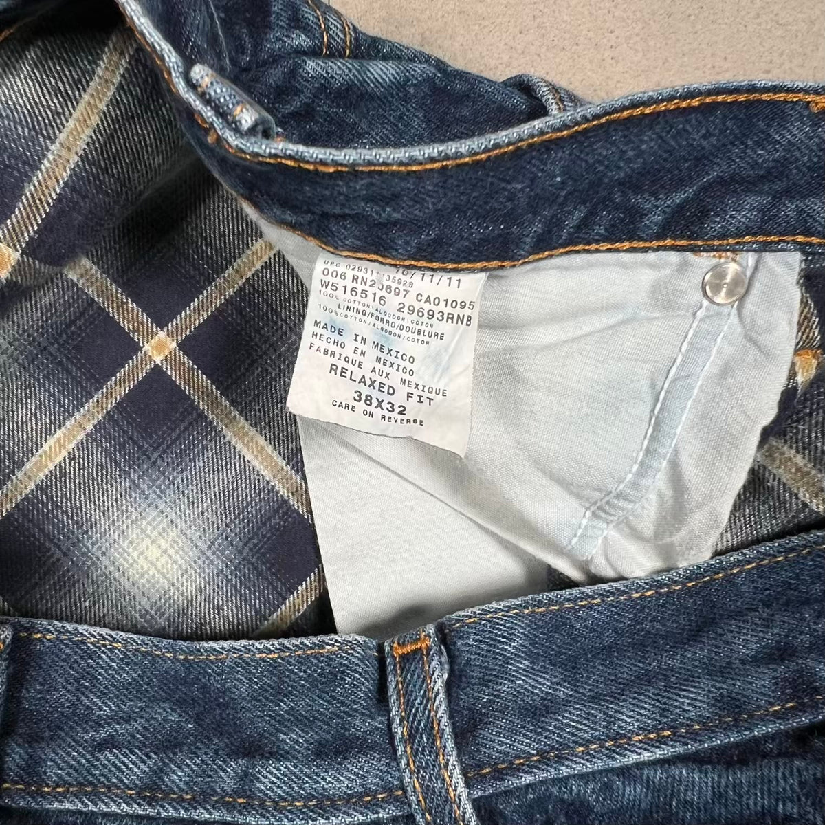 Y2K Dickies Flannel Lined Blue Jeans Size 38x32 USED v20374